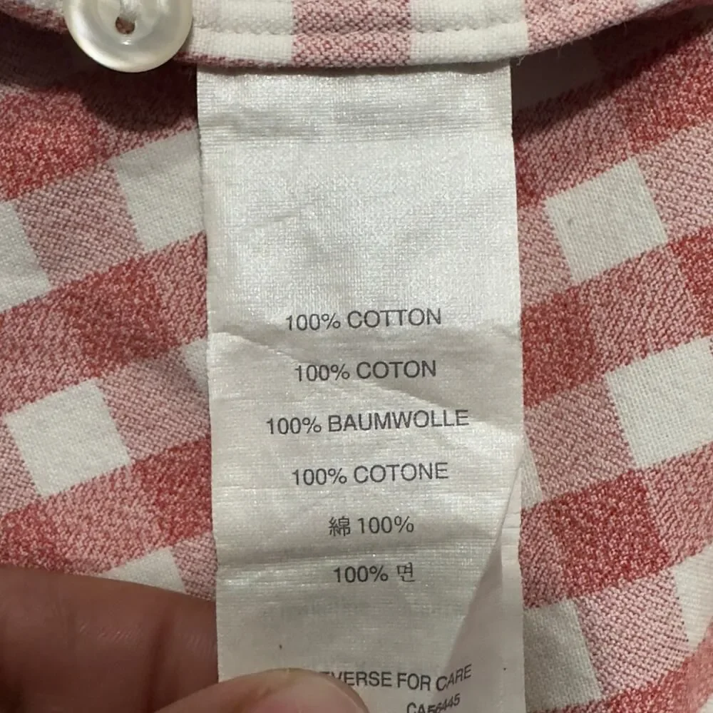 J.Crew Button Down Shirt Men's Large Pink White Plaid Long Sleeve Chest Pocket
